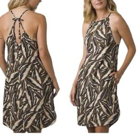 Prana Women's M Multicolor Leaf Print Strappy Racerback Dress - Picture 1 of 7